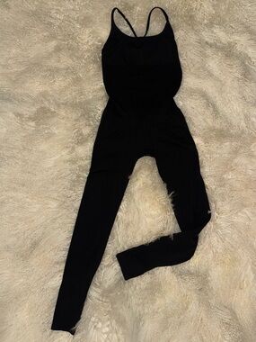 MATERNITY Black Women's Stretch Jumpsuit - low cut cross back